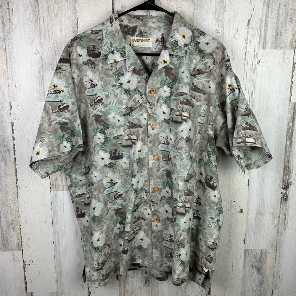 Kamp Shirt | War Button Down Army Tank Aloha Hawaiian Shirt
